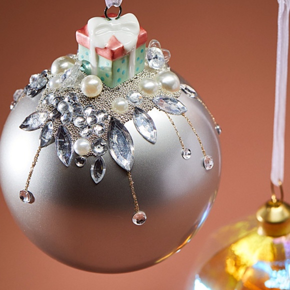 Handcrafted jewel glass and porcelain Christmas baubles set of 3 (three) NWT - Picture 2 of 9